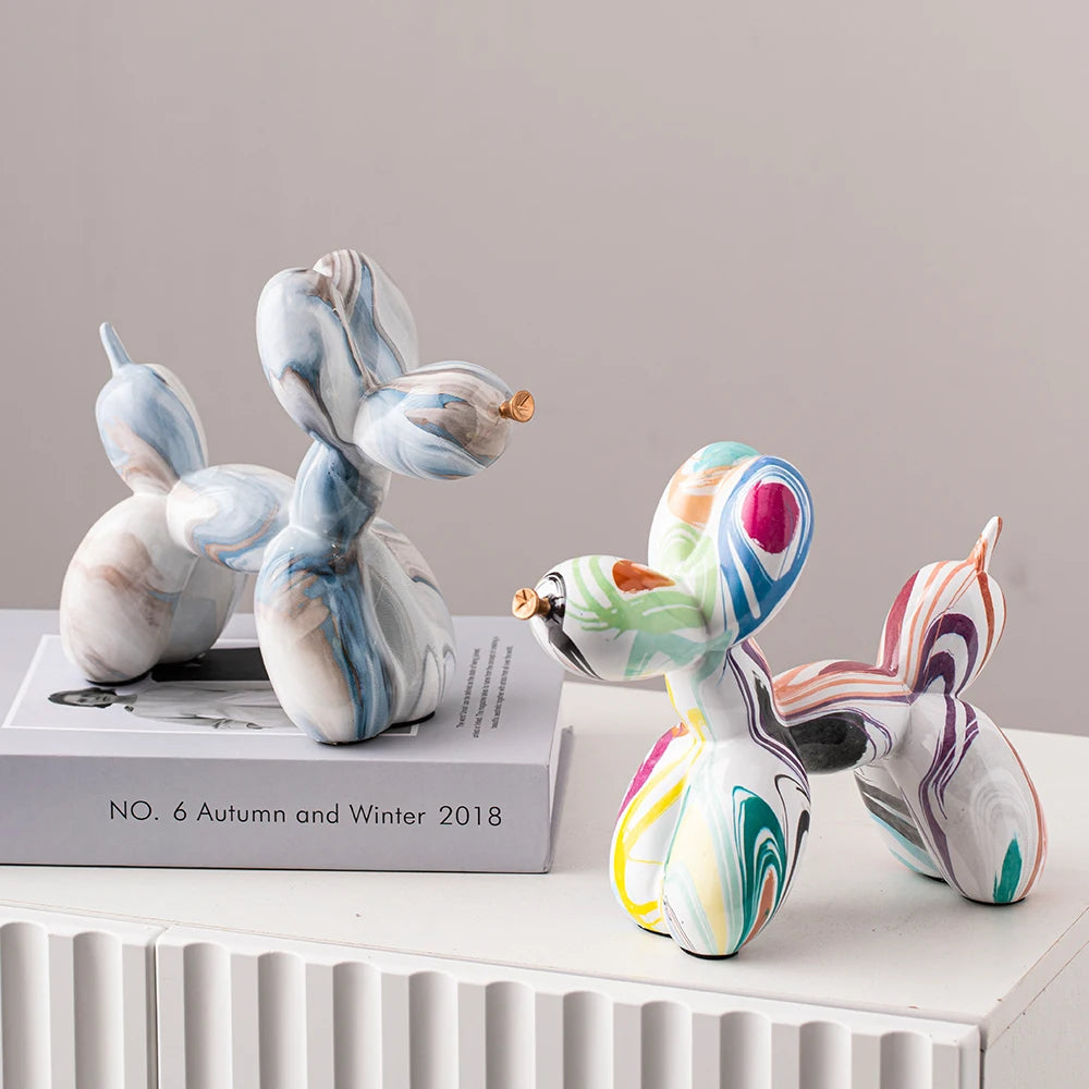 Pastel Marble Balloon Dogs