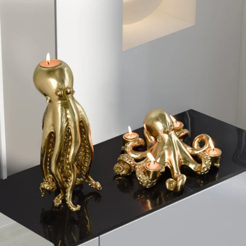 Golden Octopus Candle Holder