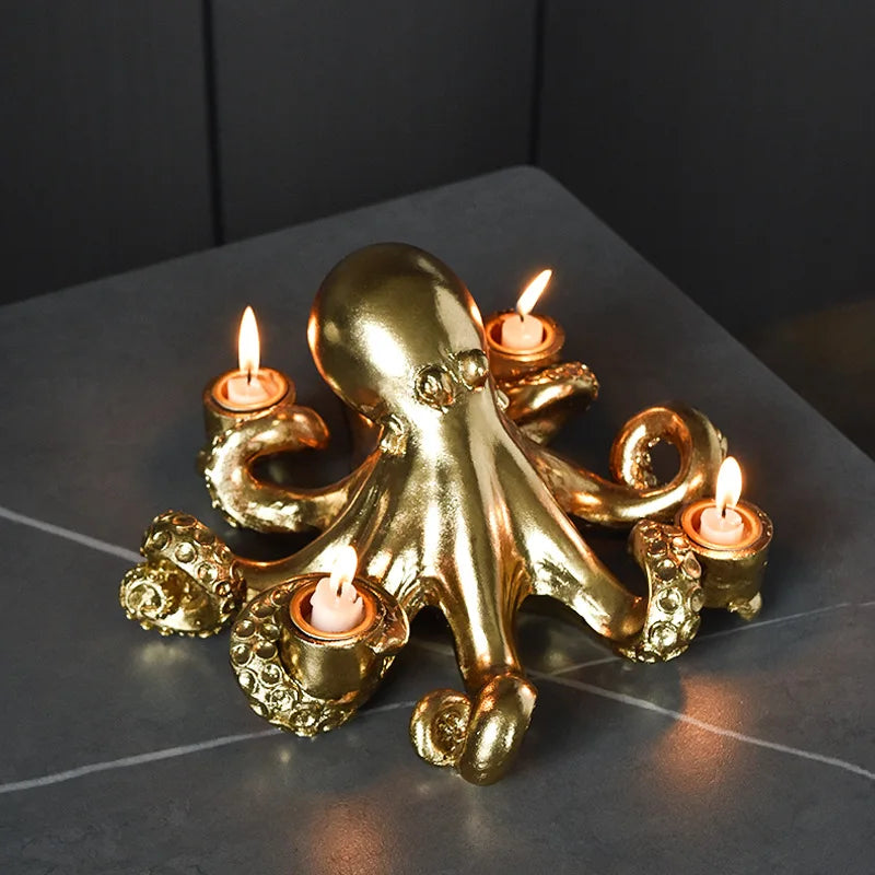 Golden Octopus Candle Holder