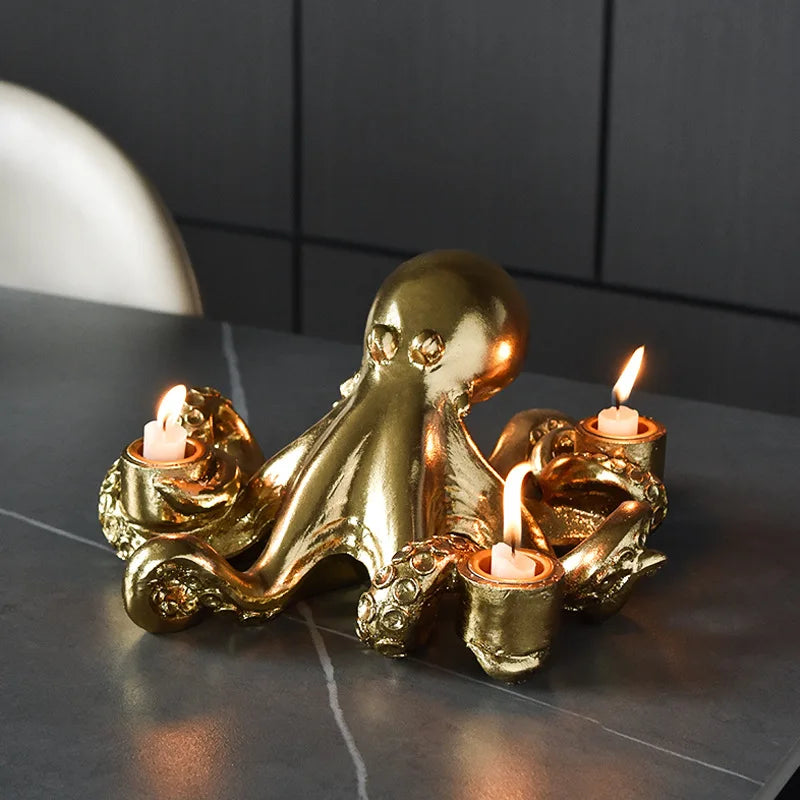 Golden Octopus Candle Holder