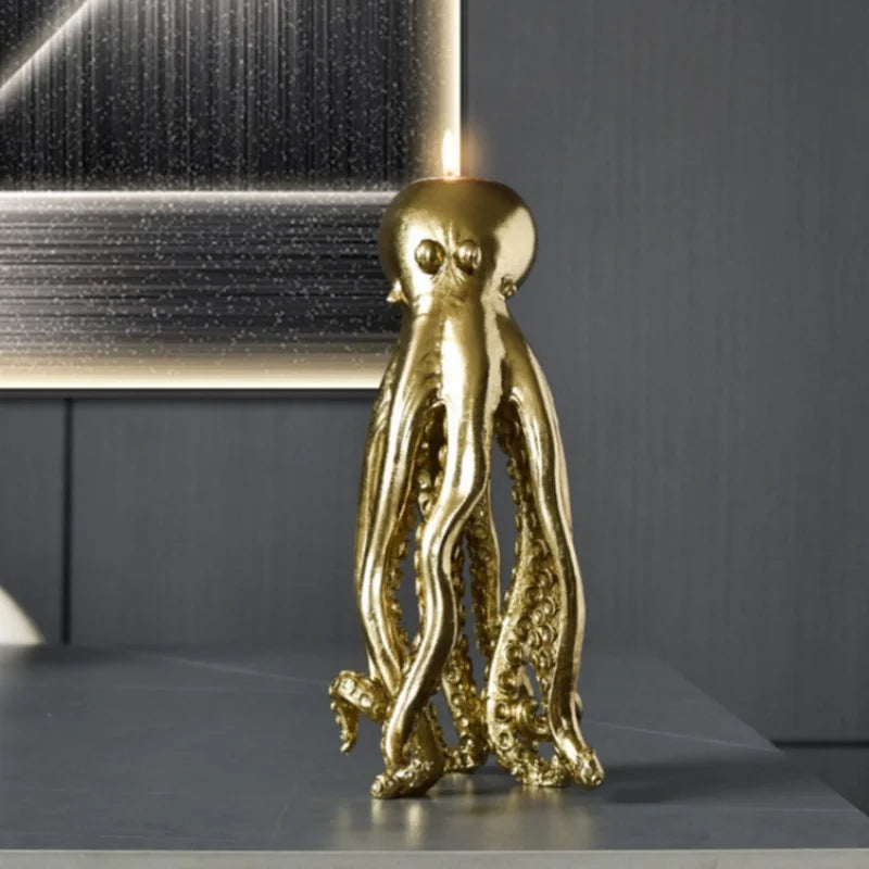 Golden Octopus Candle Holder