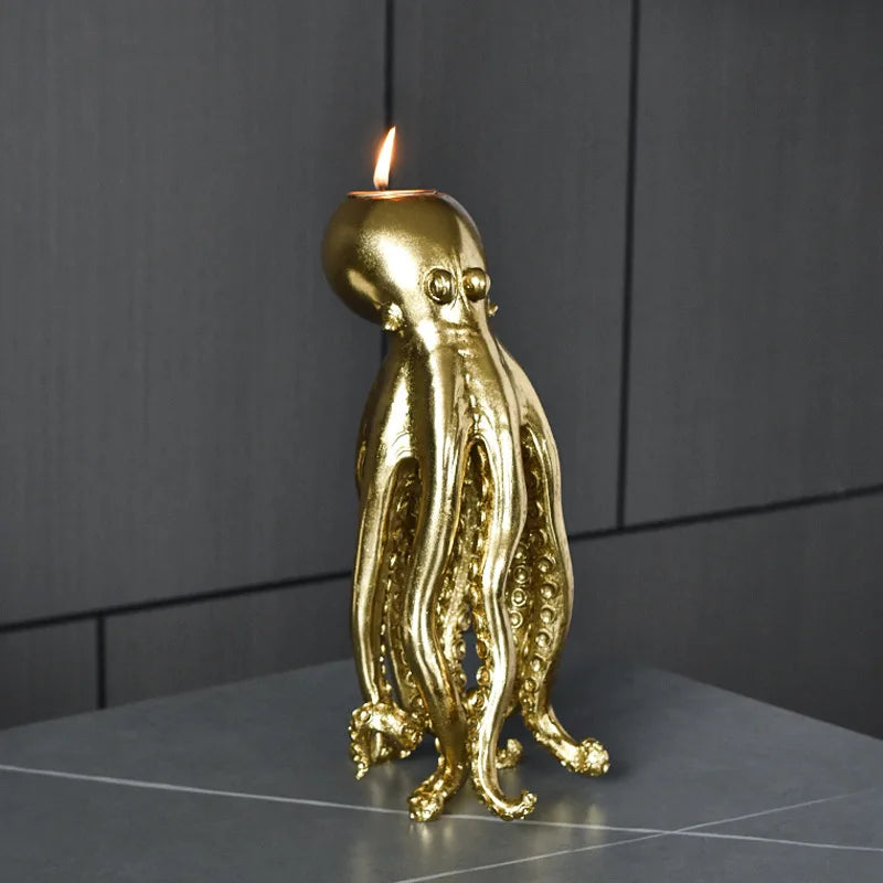 Golden Octopus Candle Holder