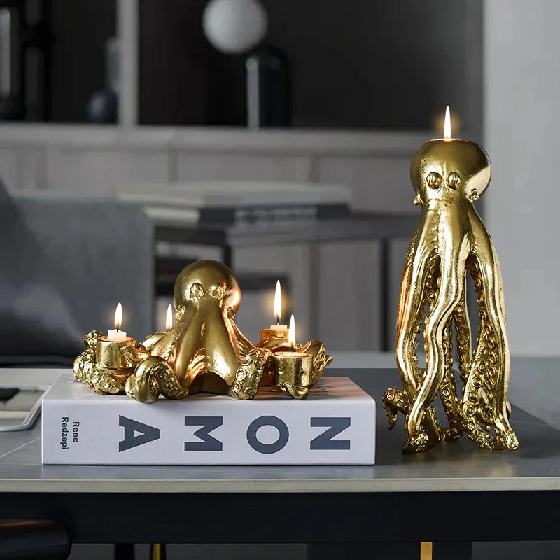 Golden Octopus Candle Holder